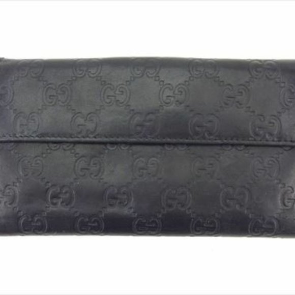 Gucci Wallet Purse Guccissima Black leather Woman unisex Authentic Used T8433 - Picture 5 of 7